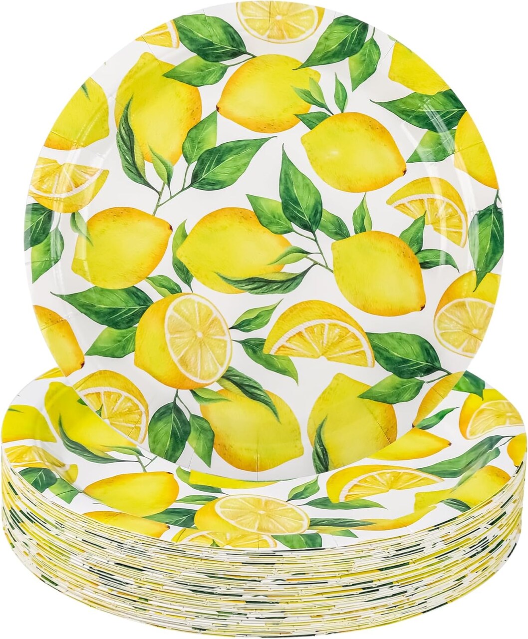 Lemon Party Plates Summer Fruit Disposable Paper Plates 7 (Yellow,Green)
